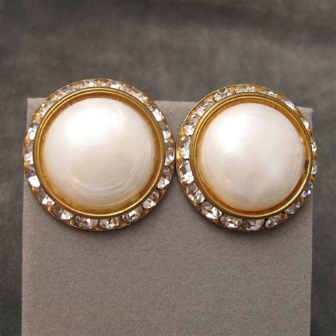 Large Button Pearl Earrings